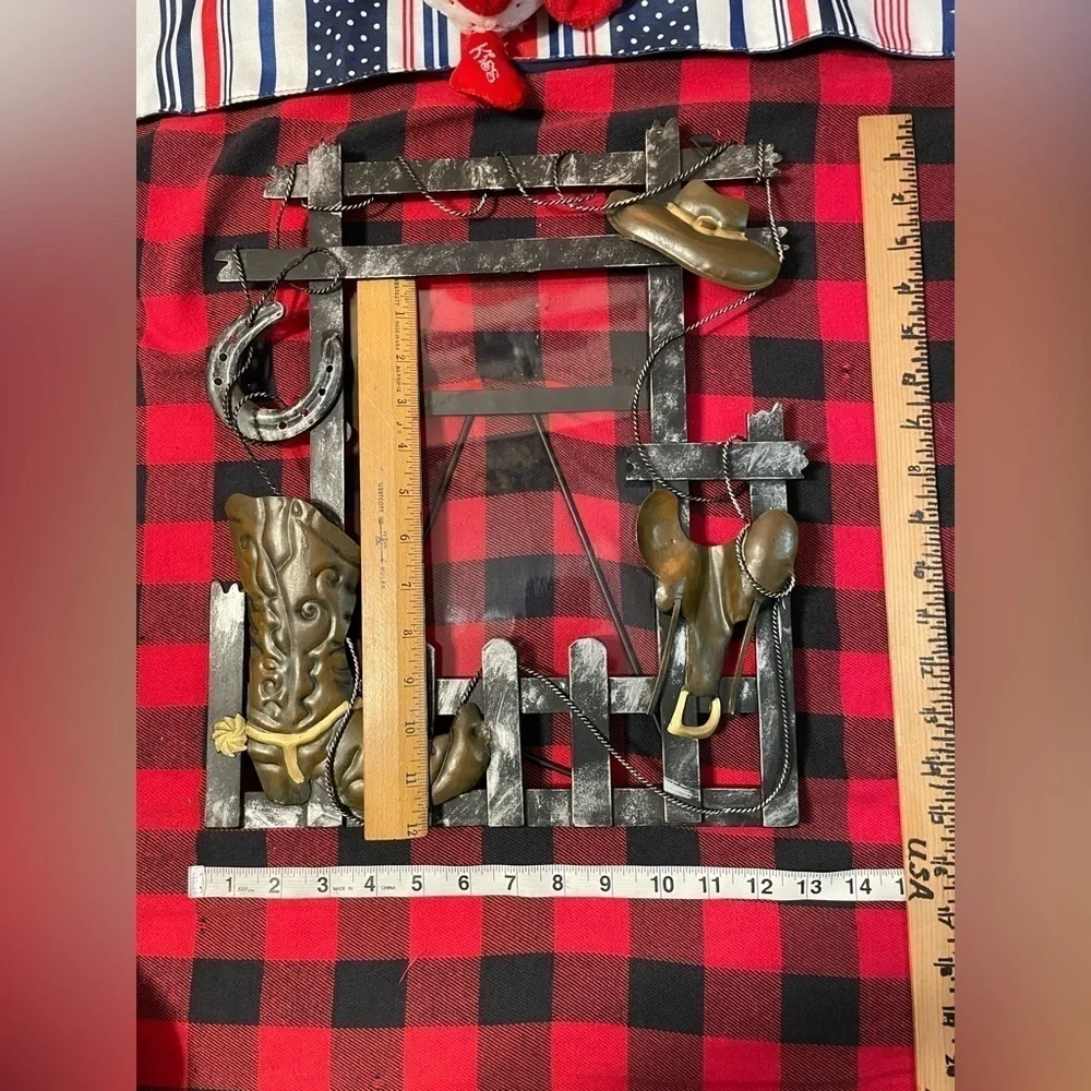 Vintage Hand Crafted Country Boots, Saddle, Hat Steel 8x10 10 Picture Frame
